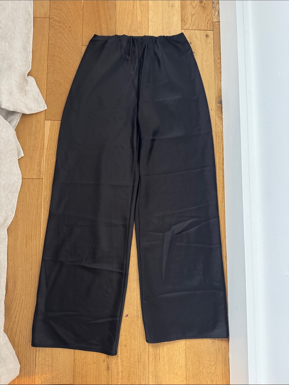 Black Wide-Leg Silky Pants
